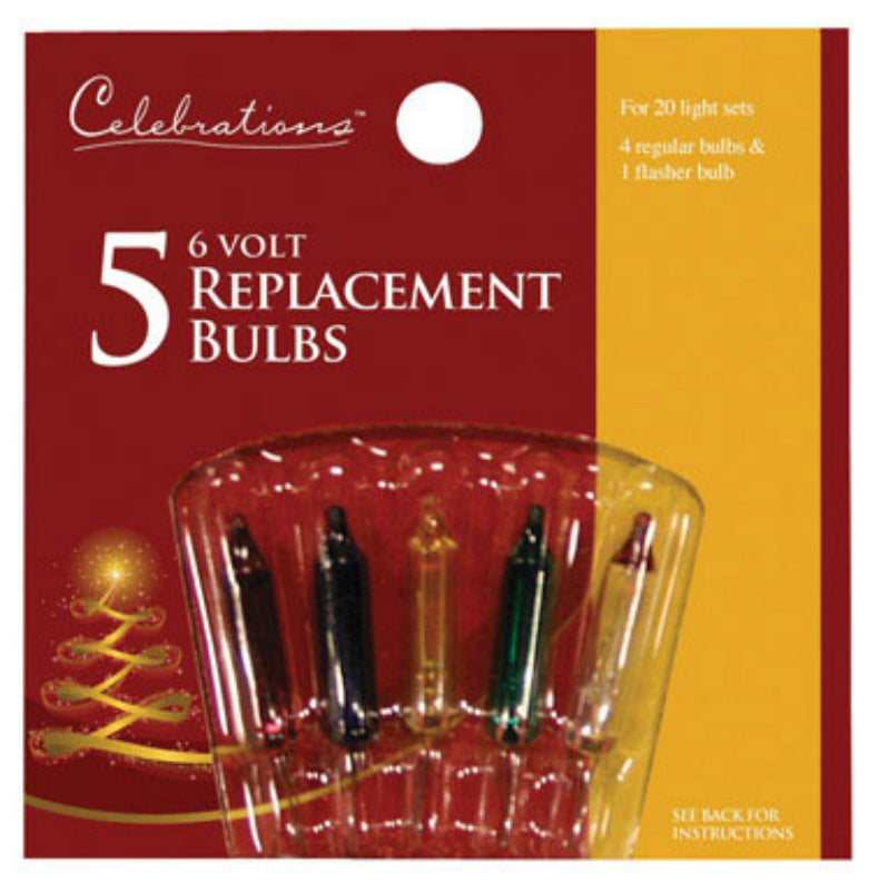 Celebrations 1155-1-71 Mini Replacement Bulbs, 6 V, Multi-Color