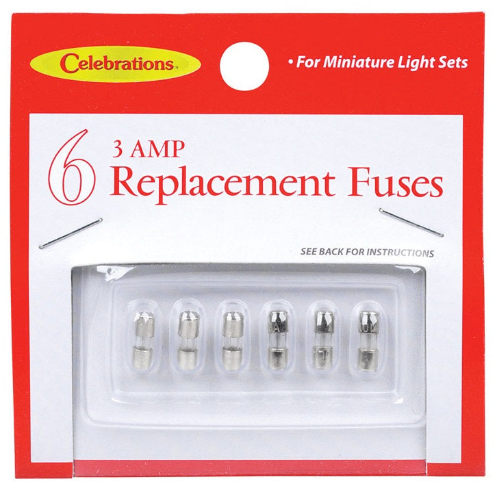 Celebrations 1267-71 Replacement Fuse, 3 Amp, White, Glass