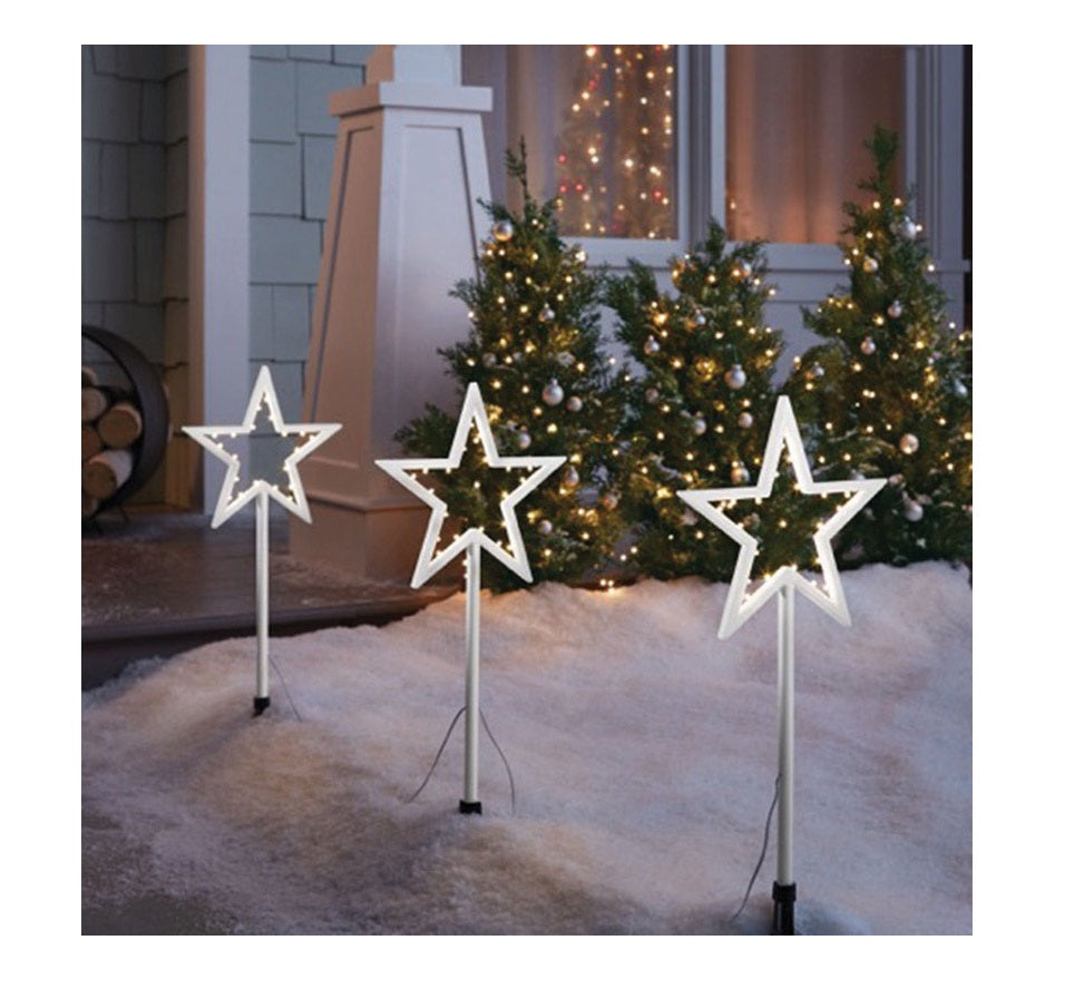 Celebrations 23061-71 LED Star Christmas Pathway Markers, White, 20"