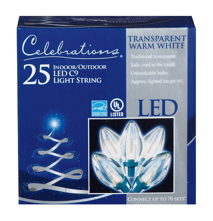 Celebrations  2934-71 C9 Traditional Light Set, 16', 25 Clear Lights