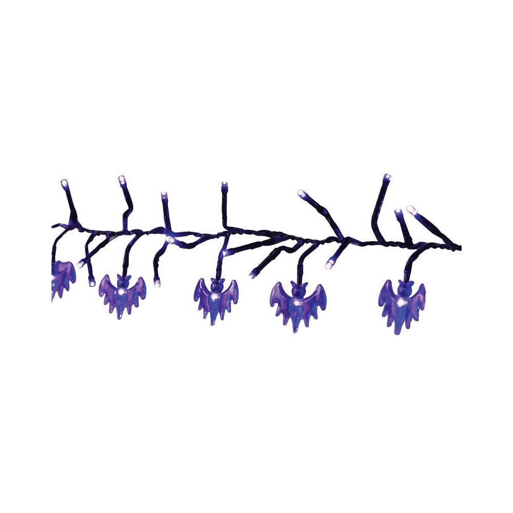 Celebrations 34968-71 LED Bat Halloween Garland Lights, Purple