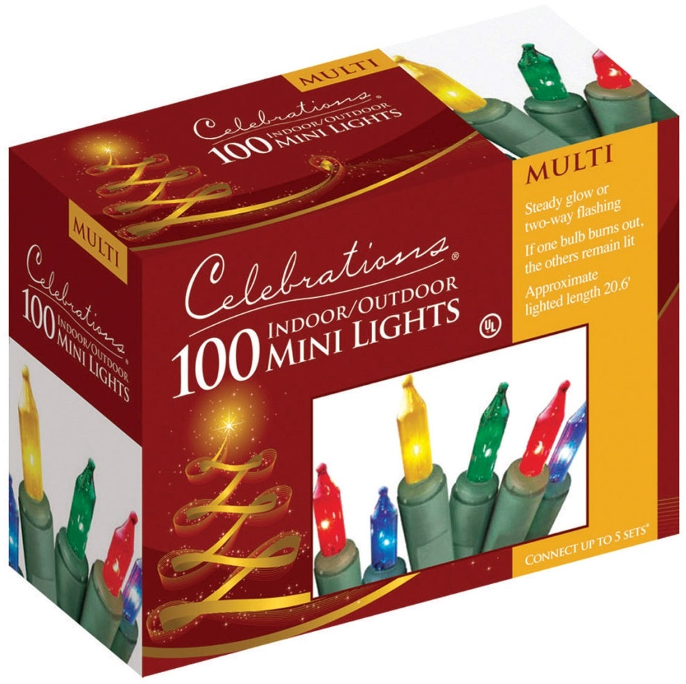 Celebrations 4001-71 Mini Light Set, 22.5', 100 Multi-Color Lights