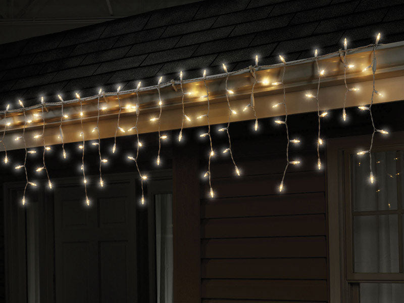Celebrations 40811-71 Traditional LED Icicle Light Set, Cool White, 100 Count