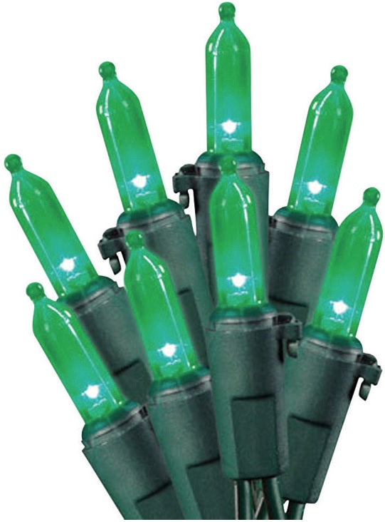 Celebrations 40835-71 LED Traditional Mini Light Set, 50 Green Lights