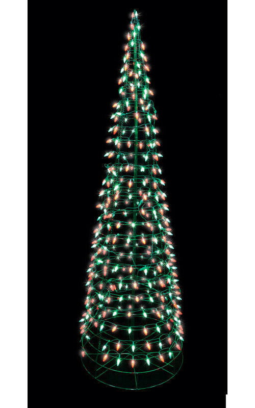 Celebrations 4407355G-08UAC Christmas LED Cone Tree, Red/Green, 7'