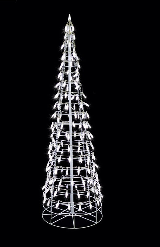 Celebrations 4407355W-18UAC LED Cone Christmas Tree Decoration, 7', White
