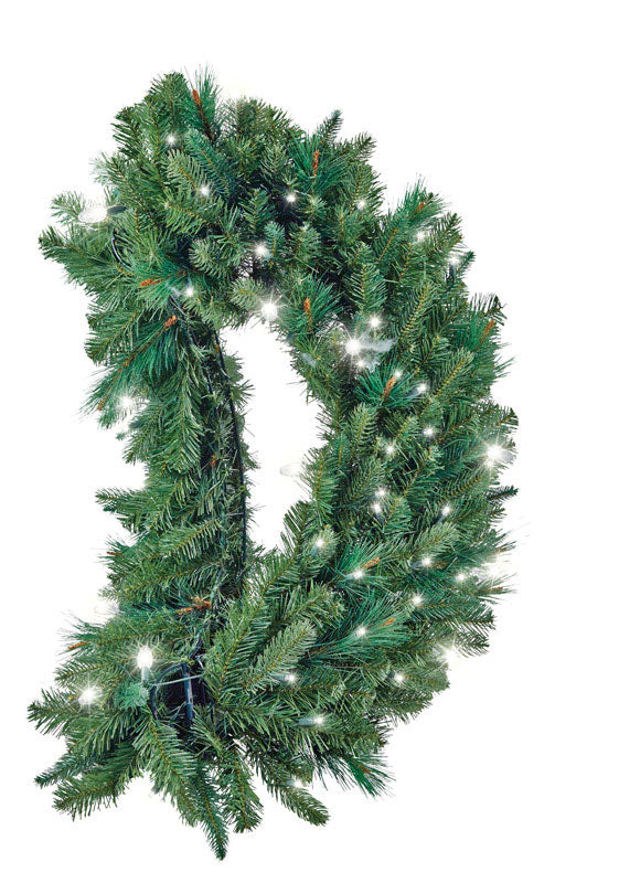 Celebrations 4723158-CC601AC Prelit Wreath, Green, 130 lights