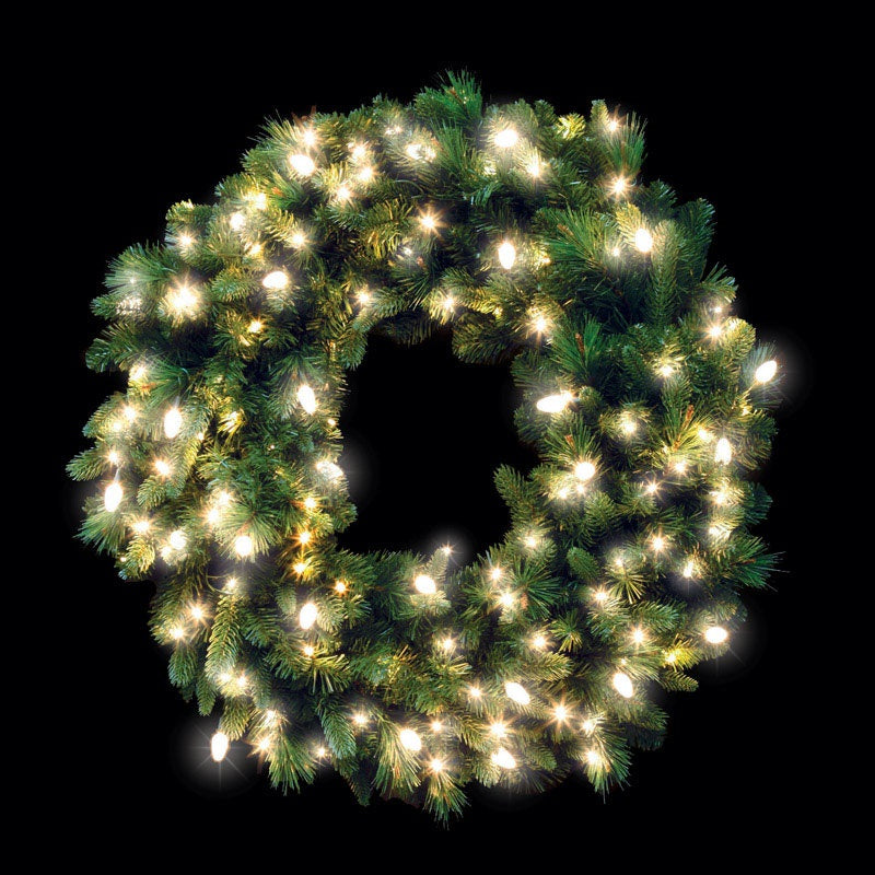 Celebrations 4723158-CC601AC Prelit Wreath, Green, 130 lights