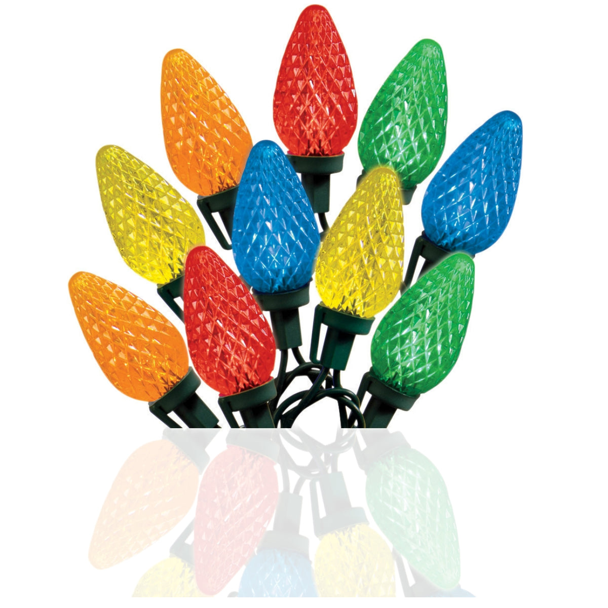 Celebrations 47736-71 Indoor/Outdoor C9 LED Multi-Color Light Bulbs On A Reel, 49', 75 Bulbs