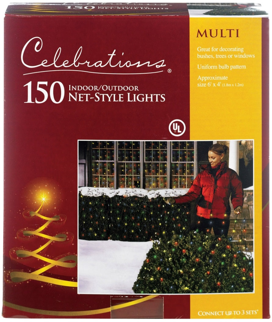 Celebrations 48951-71  Net Lights, 4' L x 6' W, 150 Multi-Color Lights