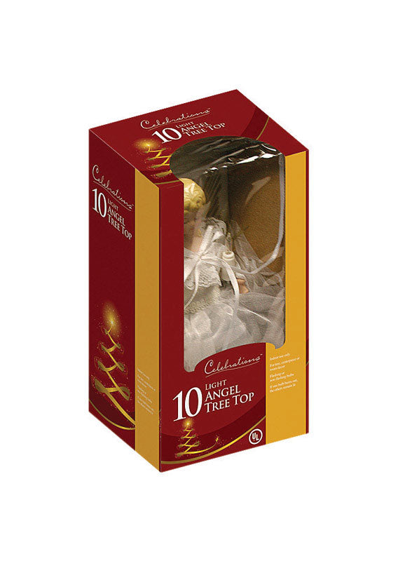 Celebrations 4980-71 Illuminated Angel Tree Topper, White/Gold