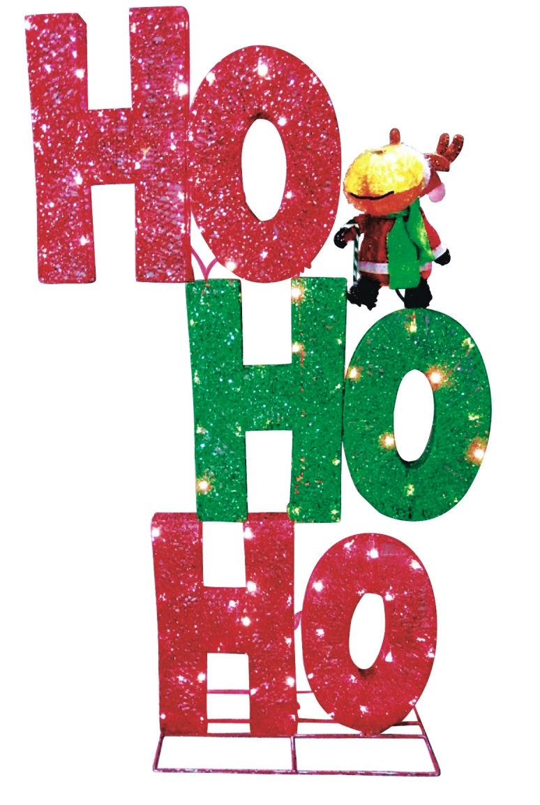 Celebrations 53780-71 Stacked Ho-Ho-Ho With Reindeer, 60"