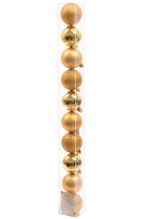 Decoris 956001 Shatterproof Christmas Ornament, 60MM, Gold, 10/Pack