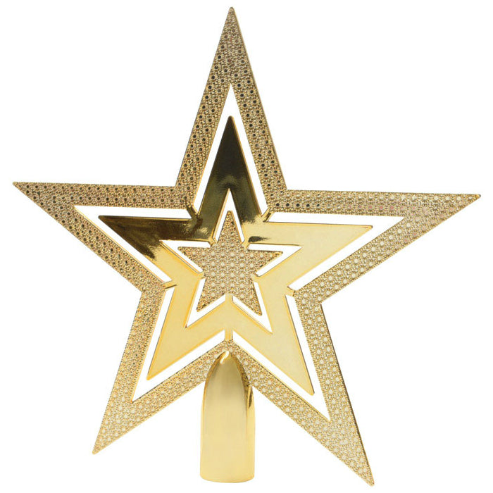 Celebrations 956030 Plastic Star Christmas Tree Topper, Gold, 8 in x 8in