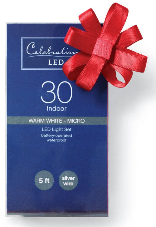 Celebrations 956034 Christmas Micro Wire Light Set, Warm White, 30 Lights