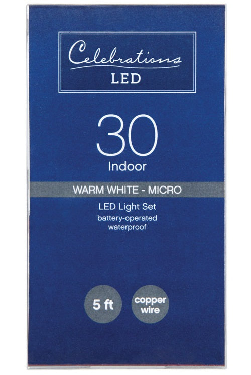 Celebrations 956036 LED Micro Wire Christmas Light Set, 5'