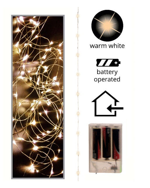 Celebrations 956037 Christmas LED Micro Wire Light Set, Cool White, 10'
