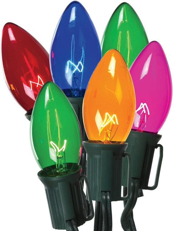 Celebrations C42U4211 C9 Light Set, 25', Transparent, 25 Multi-Color Bulbs