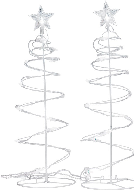 Celebrations E44G4915 Spiral Tree Driveway Markers, 2', White LED Lights