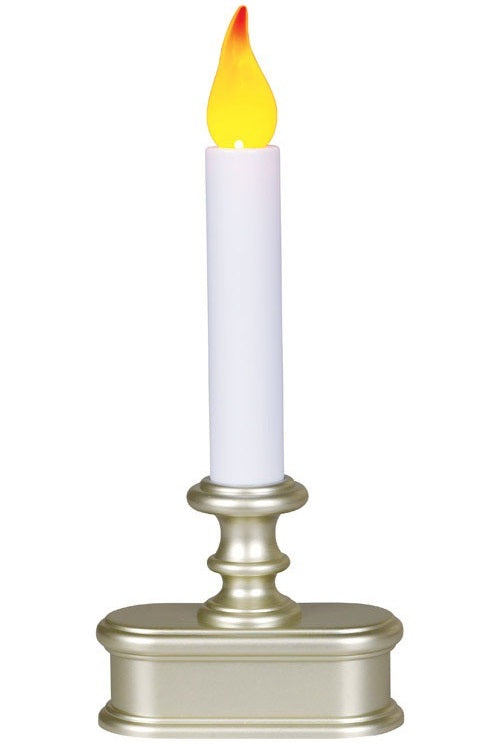 Celebrations FPC1220P Small Taper Battery Operated White LED Candle, Pewter Base