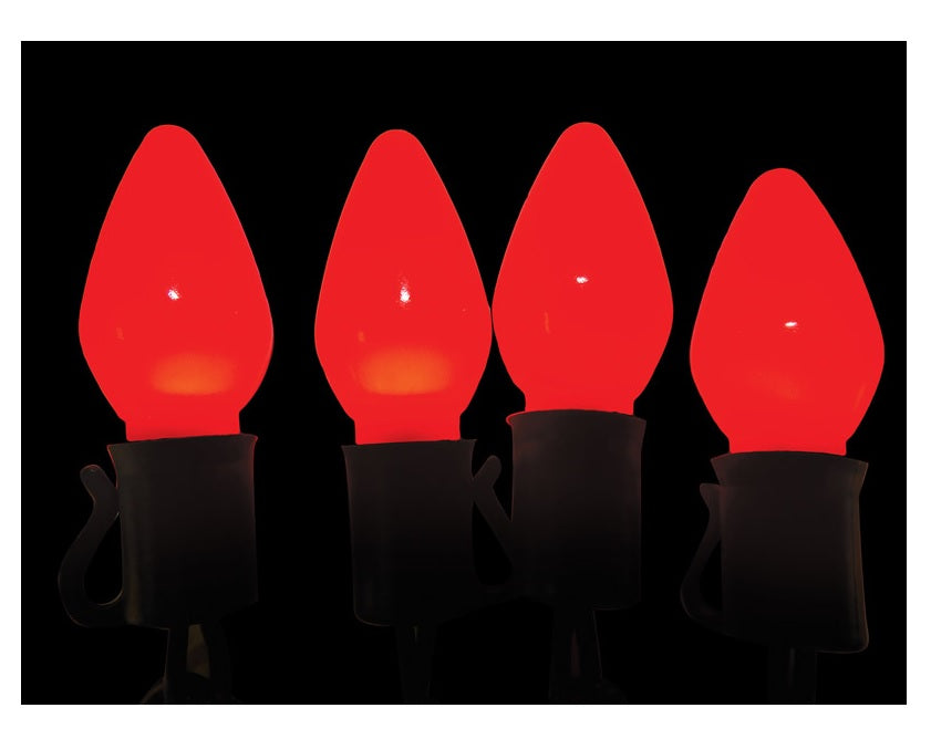 Celebrations LEDR-C750-SCRDA Christmas C7 LED Ceramic Look Light Set, Red, 24.5'