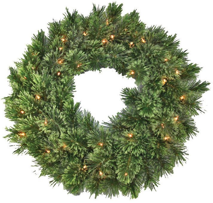 Celebrations MELO510032AC3 Full Cashmere Wreath, 24", 35 Clear Lights