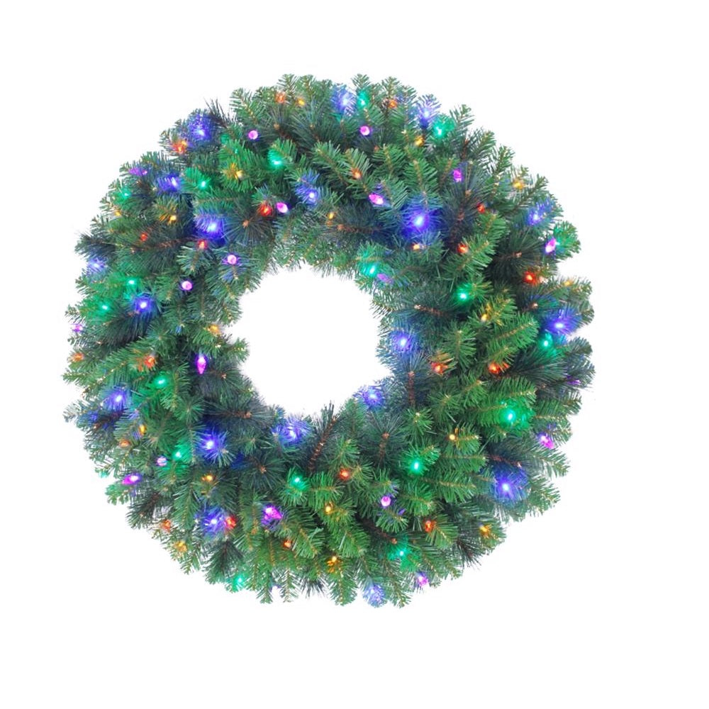 Celebrations MPWR48WAC6MUA Platinum LED Mixed Pine Christmas Wreath, 48 Inch