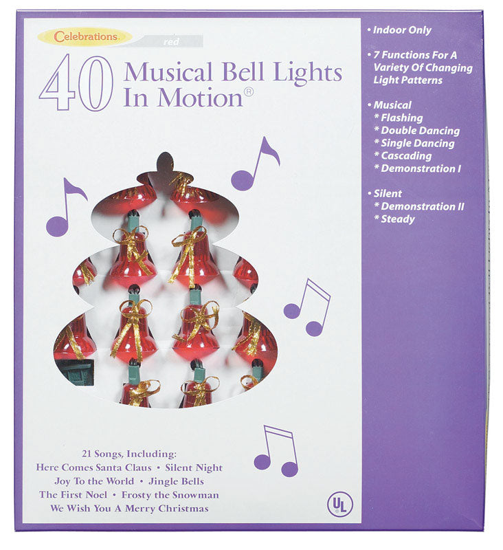 Celebrations P529V1A1 Musical Shatterproof Bell Lights, 21', 40 Red Lights