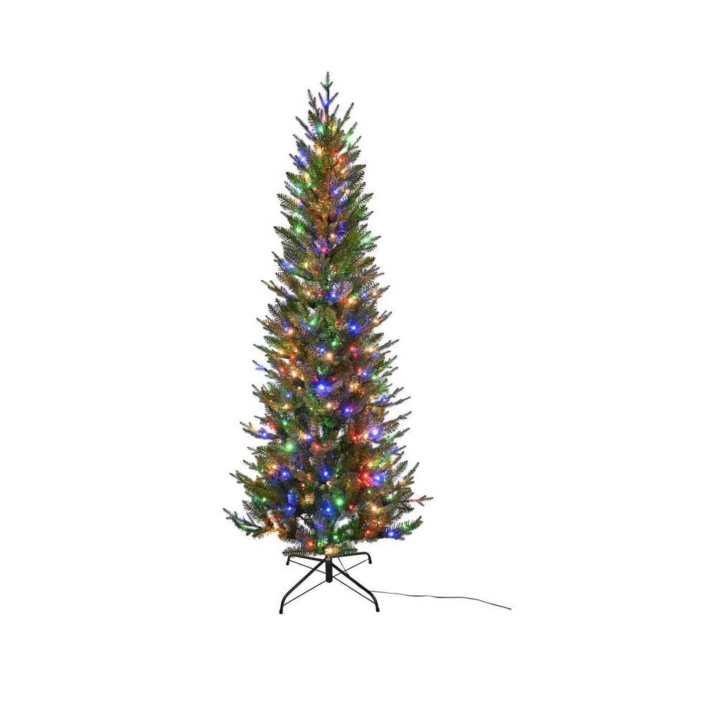 Celebrations TSMF7CCA Slim LED 1-2-Tree Majestic Fraser Fir Christmas Tree, 7 Feet
