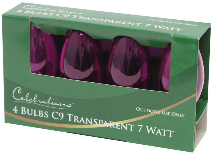 Celebrations UTRUL611 C9 Replacement Bulbs, 7 W, Transparent, Pink