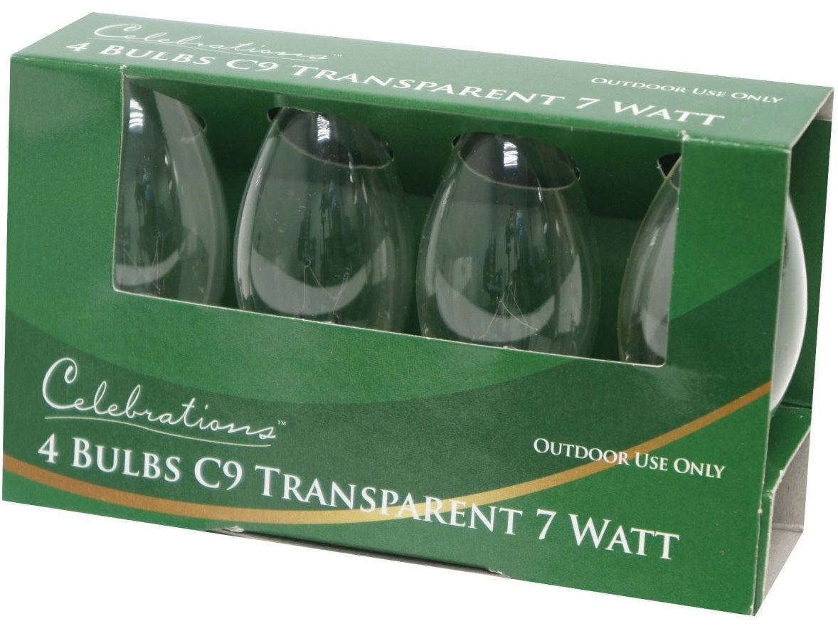 Celebrations UTRYL1A1 C9 Replacement Bulbs, 7 W, Transparent, Clear
