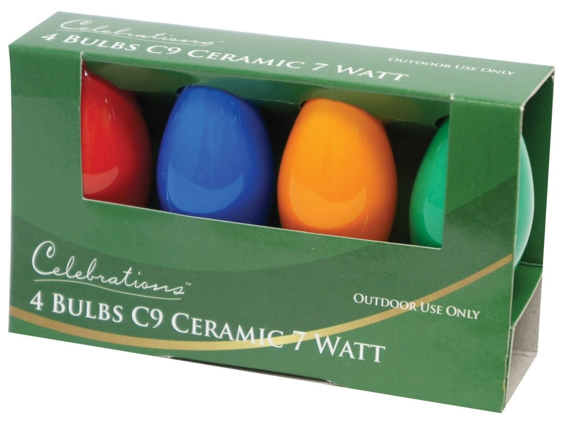 Celebrations UTTY2211 C9 Replacement Bulbs, 7 W, Ceramic, Multi-Color