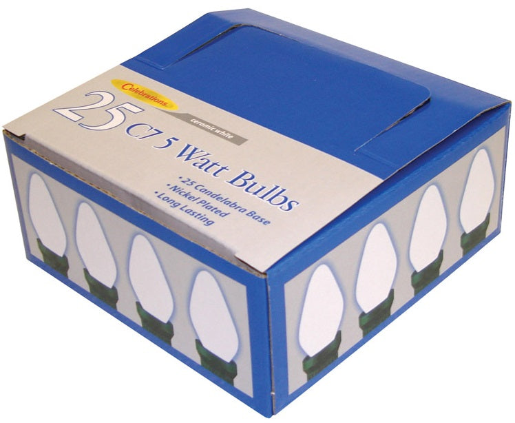 Celebrations UYTT4WA1 C7 Replacement Bulbs, 5 W, Ceramic, White