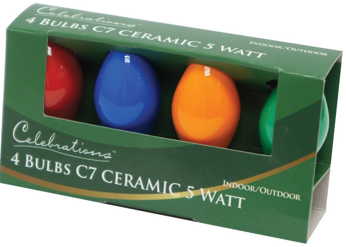 Celebrations UYTUL211 C7 Replacement Bulbs, 5 W, Ceramic, Multi-Color