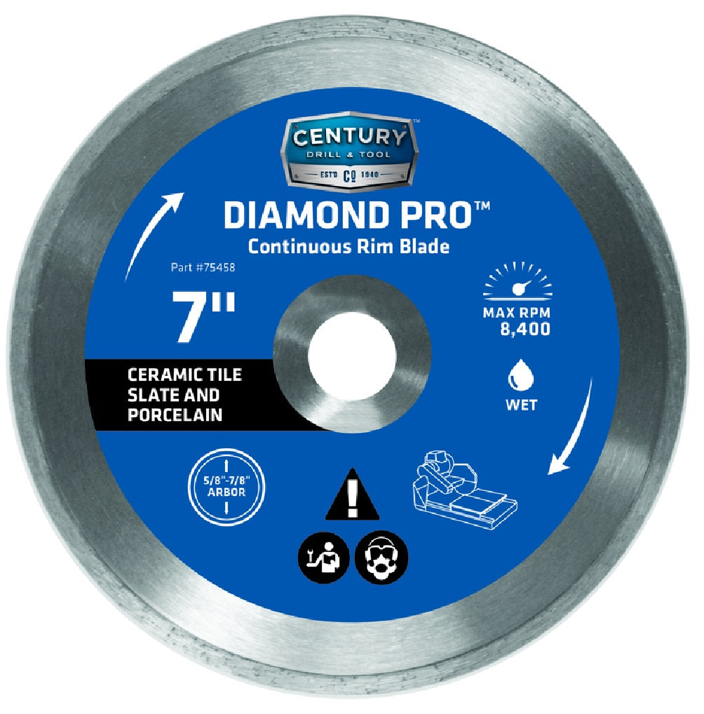 Century Drill & Tool 75458 Continuous Rim Diamond Saw Blade, Diamond