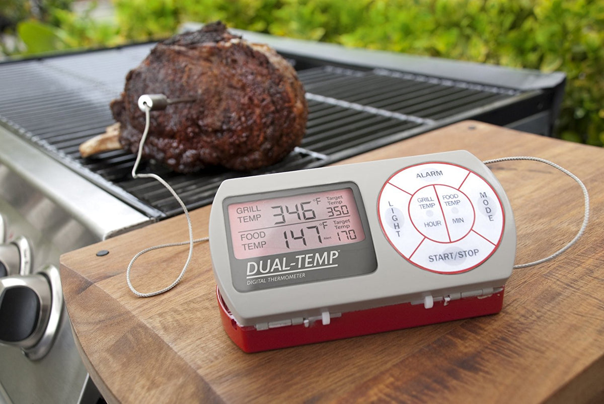 Charcoal Companion CC4076 Dual-Temp Digital Grill Thermometer, Gray