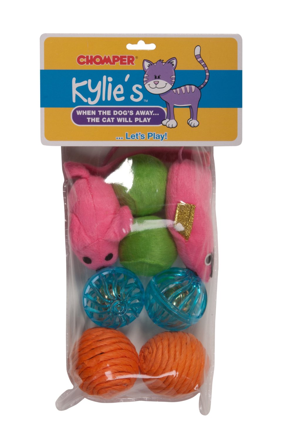 Chomper IDC10064 Kylie's Brites Feather Mouse and Ball Toy Set For Pets