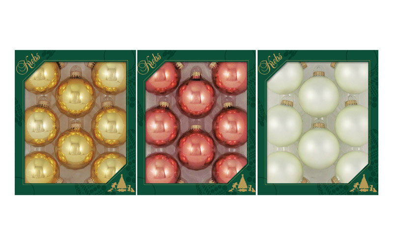 Krebs ACE510022A Glass Parisian Christmas Ornaments, 8 Pack
