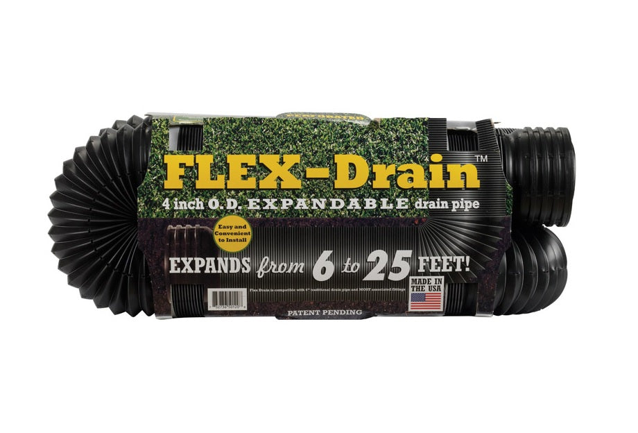Amerimax 51310 Flex-Drain Pipe, Black, 25 Ft