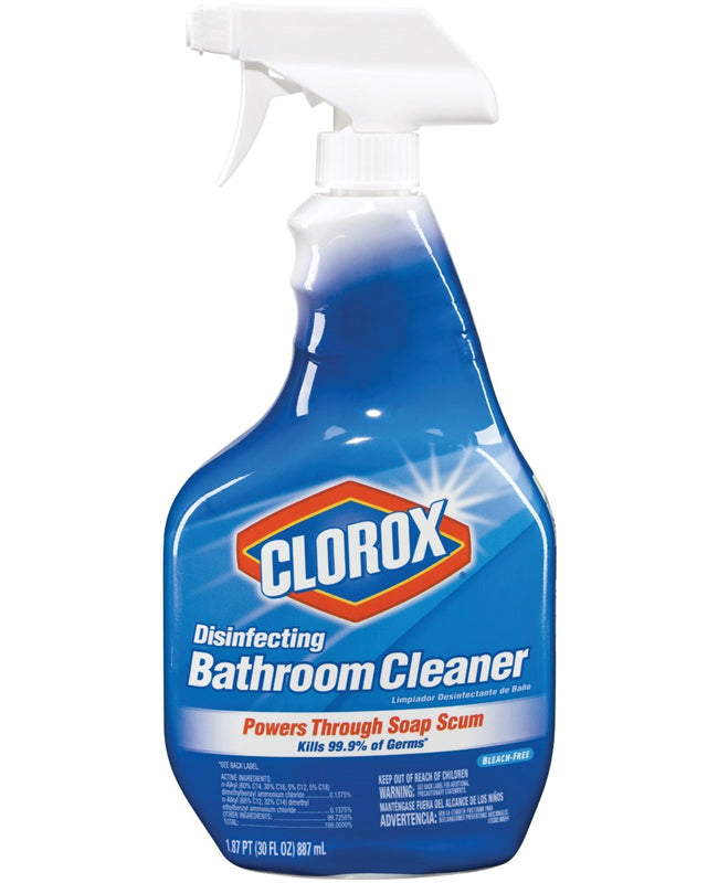 Clorox 08033 Liquid Disinfecting Bathroom Cleaner, Clear, 30 Oz