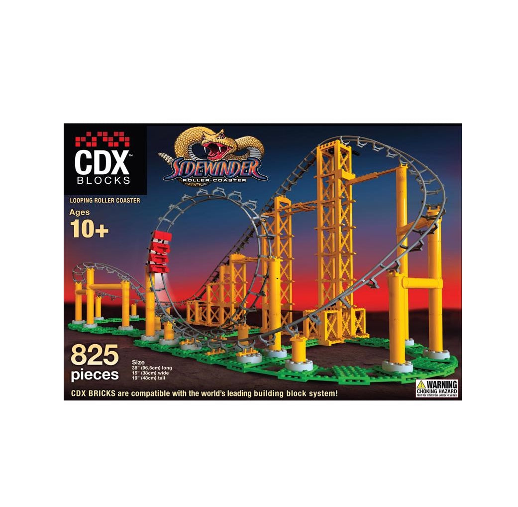 Coaster Dynamix CDX-SWR-01 CDX Blocks Sidewinder Roller Coaster, 825 Pieces