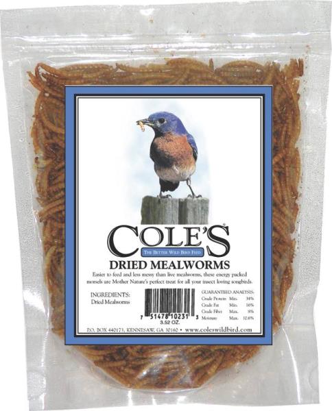 Cole's DRMW Dried Mealworm Bird Food, 3.5 Oz