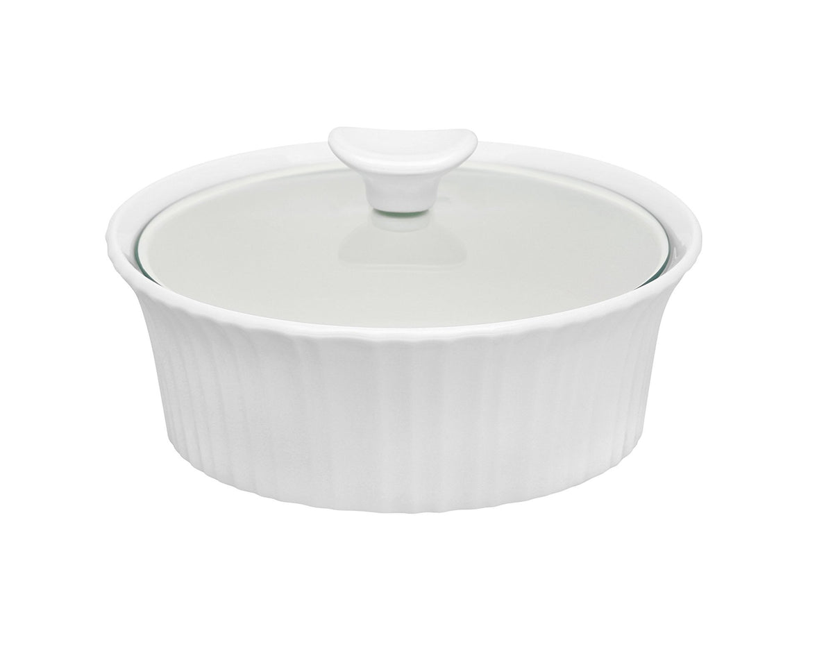 CorningWare 1105932 1.5 quart Round Casserole Dish, French White