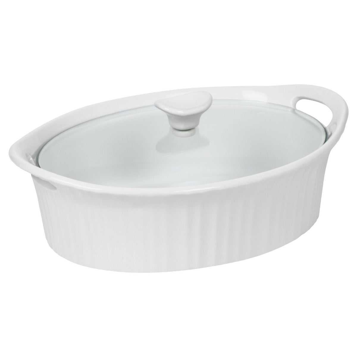 Corningware 1105935 French White Oval Casserole with Glass Cover, 2.5 Qt