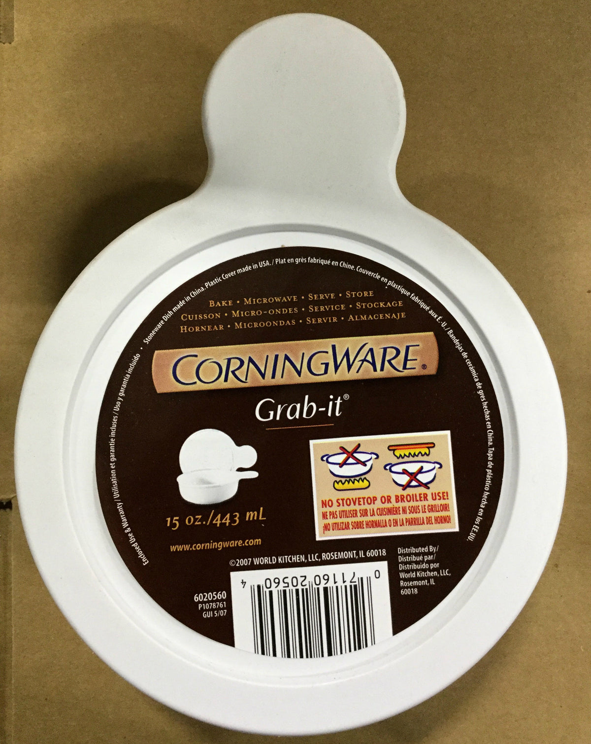 CorningWare 6020560 French White 15-Ounce Grab-It Dish with Cover