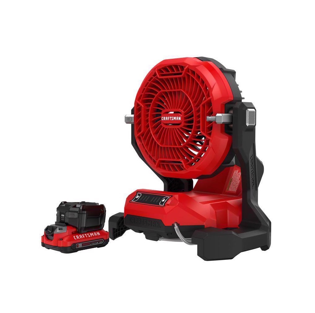 Craftsman CMCE003C1 V20 3 Speed Misting Fan, Black/Red