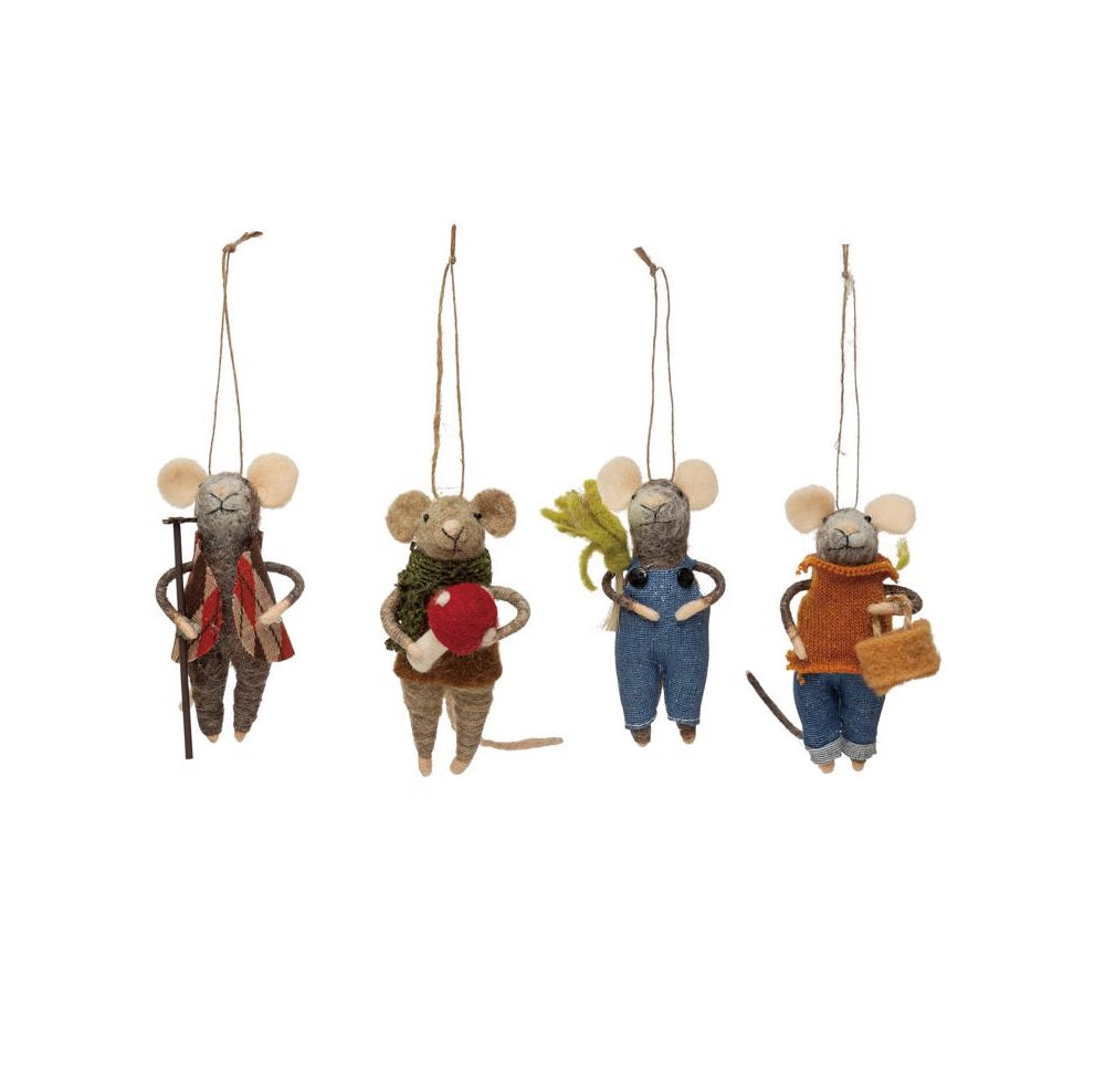 Creative Co-op XS0831A Gardening Mice Christmas Ornament, Multicolored