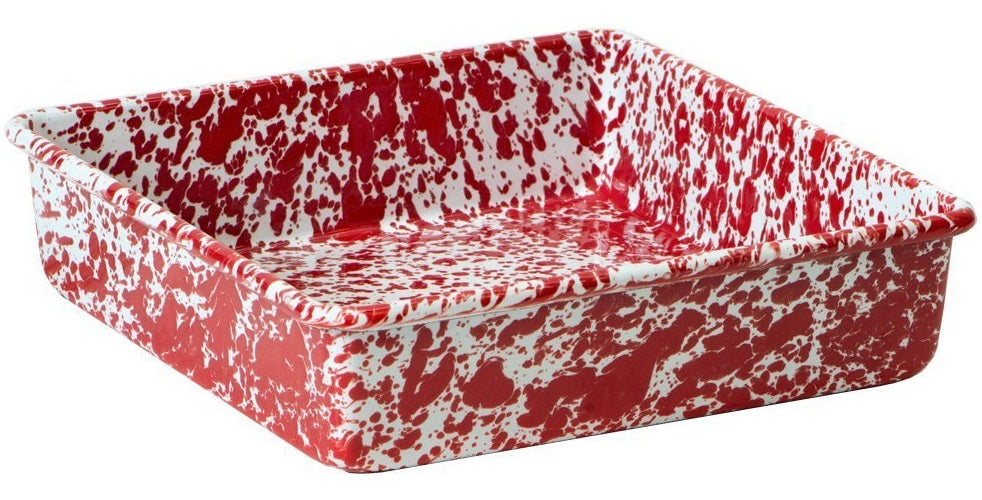 Crow Canyon D101RM Brownie / Corn Bread Pan, Red Marble