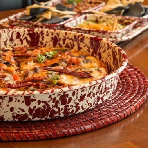 Crow Canyon D88BRM Deep Pizza Pan, 11" D, Burgundy Marble