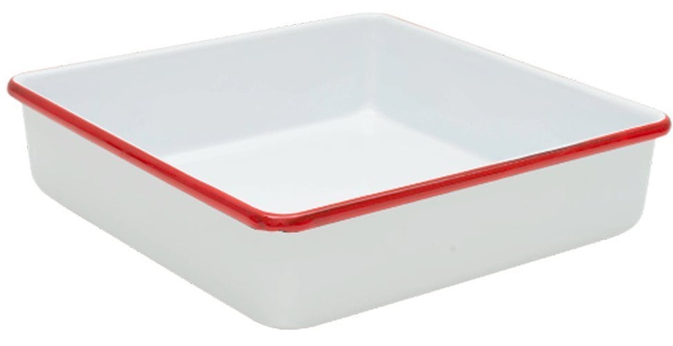 Crow Canyon V101RED Vintage Brownie/Corn Bread Pan, Red Rim
